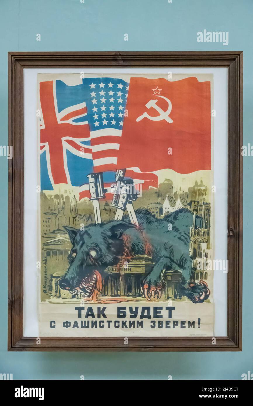 Plakat zur Kriegszeit im Nationalen Geschichtsmuseum in Chisinau Moldawien Stockfoto