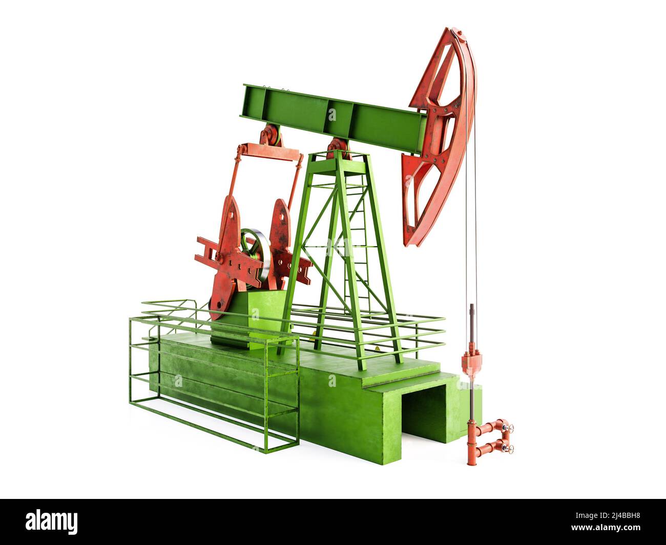 3D Rendering von Öl pumpenden Wagenheber Modell auf weißem Hintergrund Stockfoto