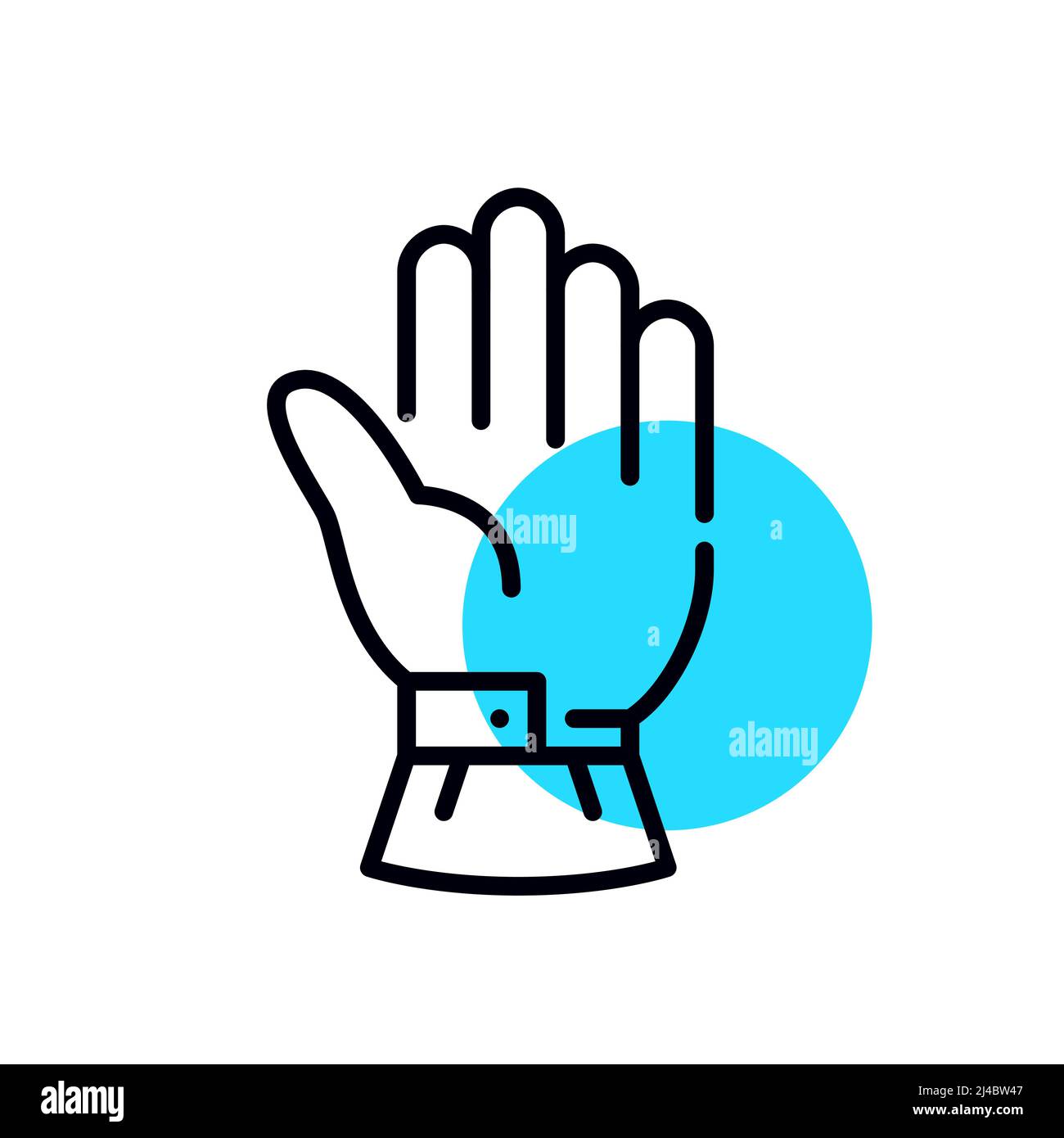 Ski- oder Snowboardhandschuh. Freizeit Wintersport Schutzkleidung. Pixel-perfektes, bearbeitbares geometrisches Kontursymbol Stock Vektor