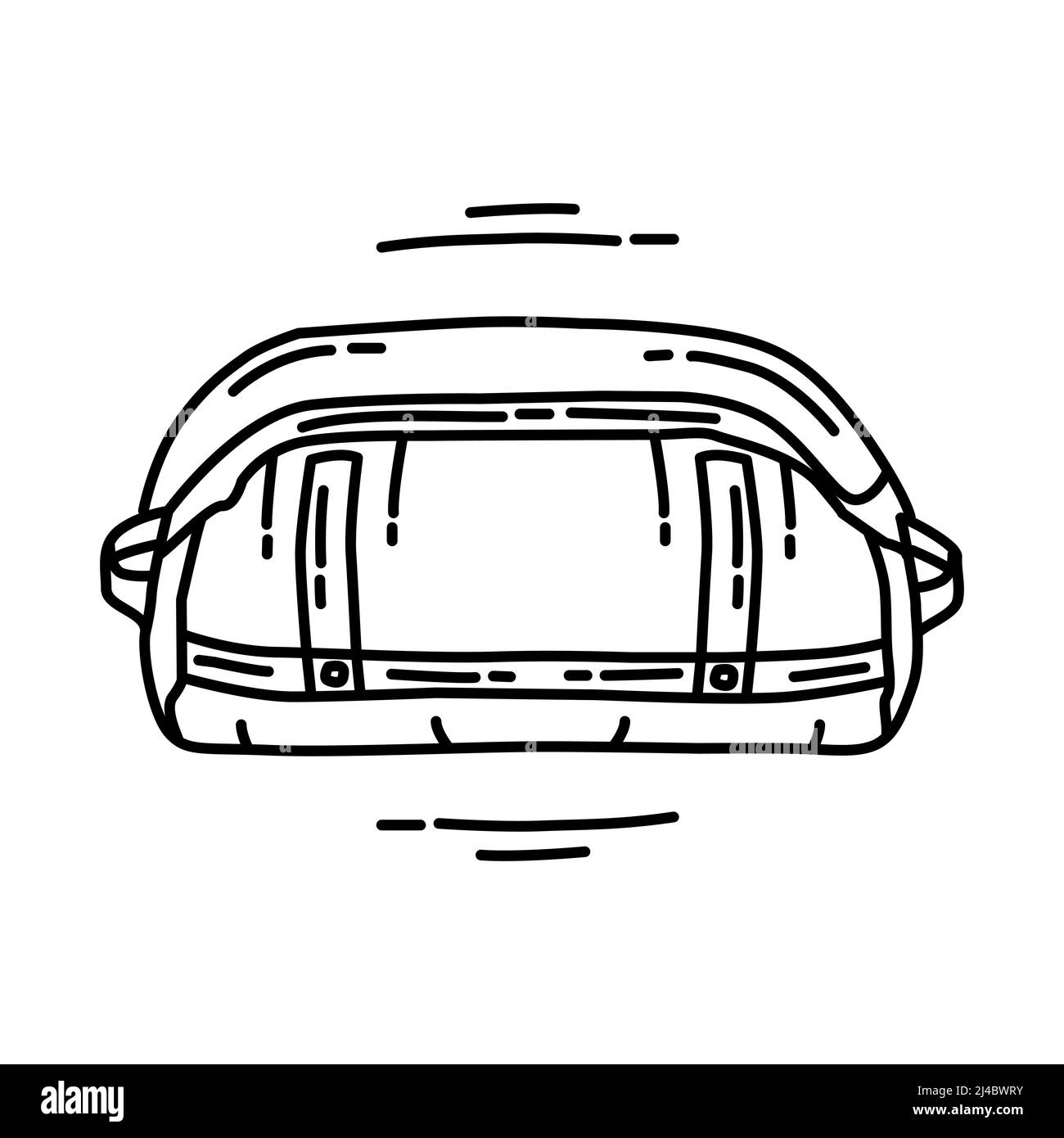 Duffle Bag Teil von Biker und Zubehör Handgezeichnete Icon Set Vektor. Stock Vektor