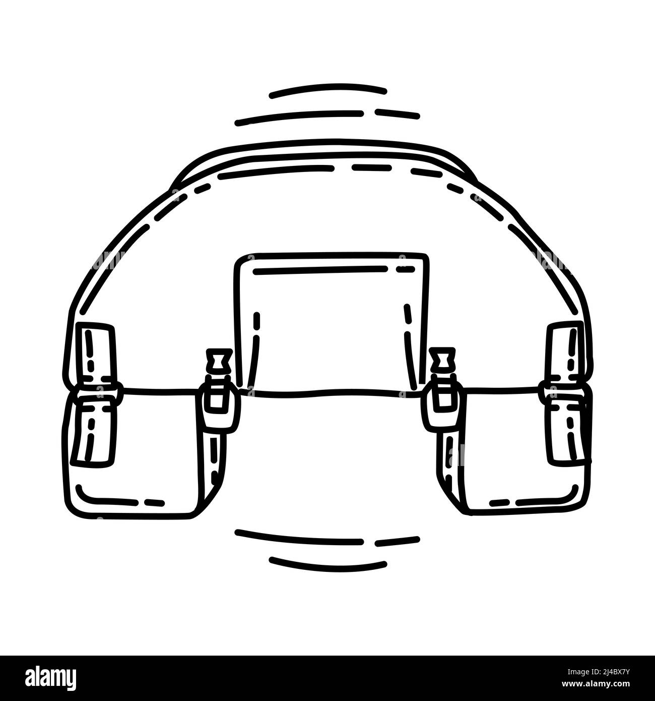 Motorrad Soft Luggage Teil von Biker und Zubehör Handgezeichnete Icon Set Vektor. Stock Vektor