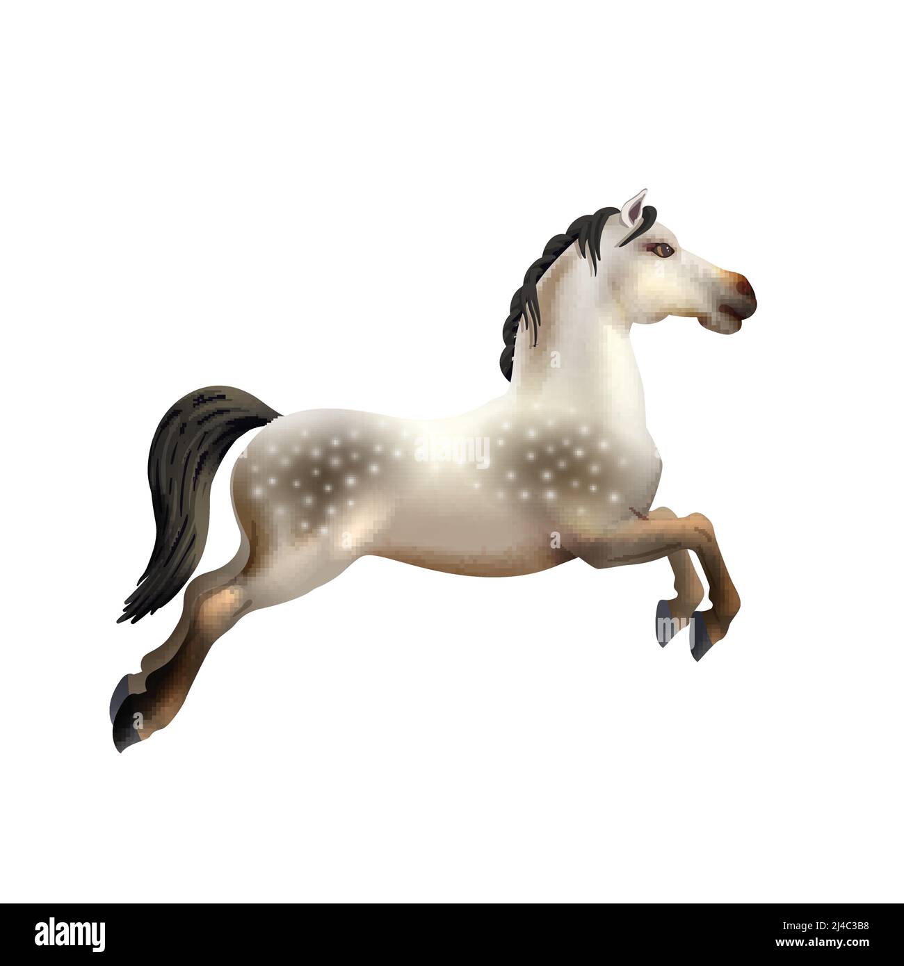 Dapple grau Spielzeug Karussell Pferd isoliert auf weißem Hintergrund realistisch vektorgrafik Stock Vektor