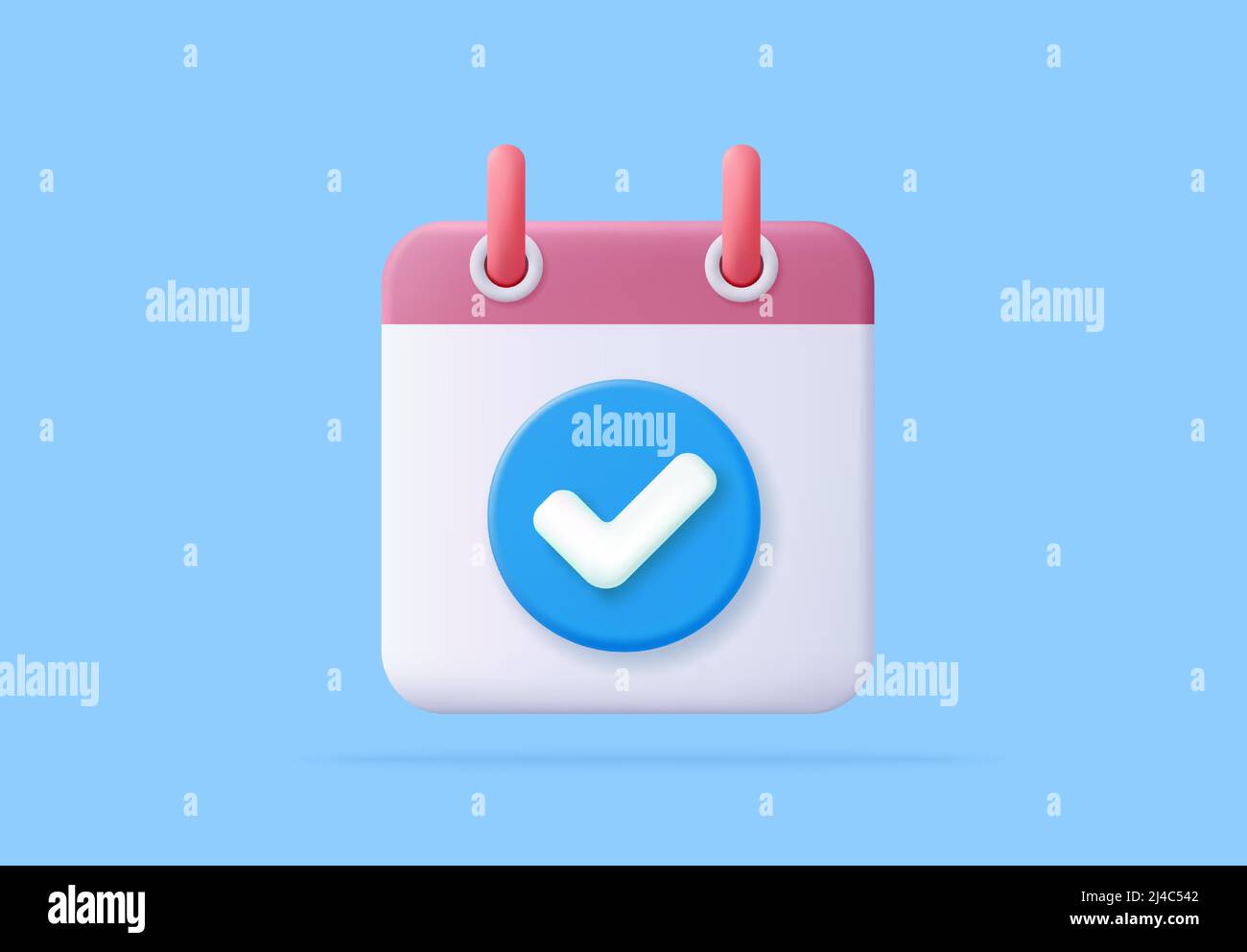 3D Kalender mit Häkchen. Stock Vektor