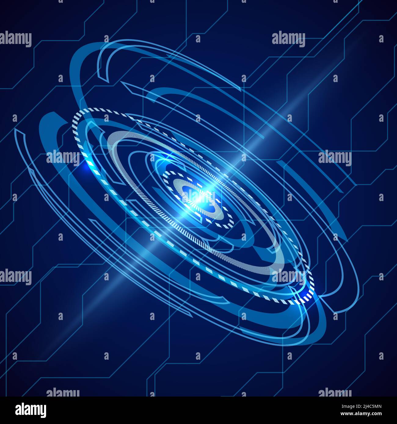 Abstrakte elektrische Telekommunikation. Sci-Fi Techno Hintergrund. Digitales Muster, elektronische Kommunikation, futuristische Systemenergie. Vektorgrafik Stock Vektor