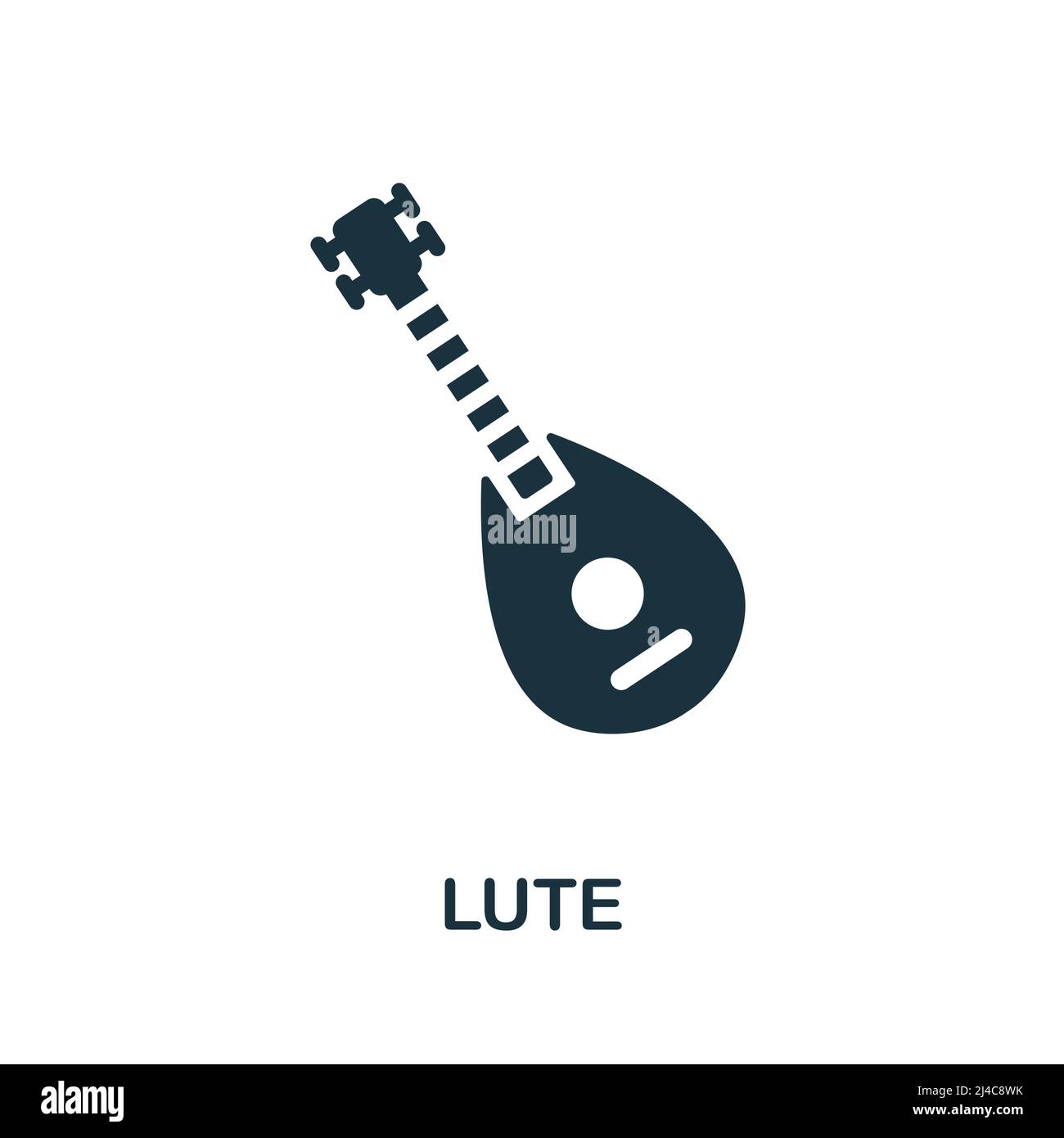 Laute-Symbol. Einfaches Element aus Musikinstrumentenkollektion. Kreatives Lute-Symbol für Webdesign, Vorlagen, Infografiken und mehr Stock Vektor