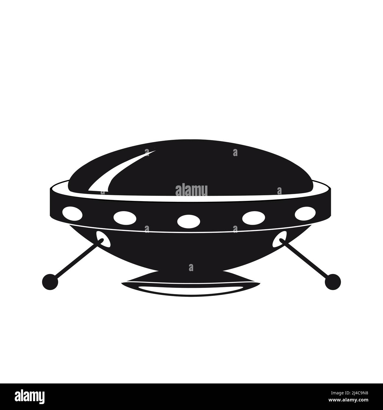 UFO-Symbol, Raumschiff von Alien. Vektor flach schwarz Farbe Stil Stock Vektor