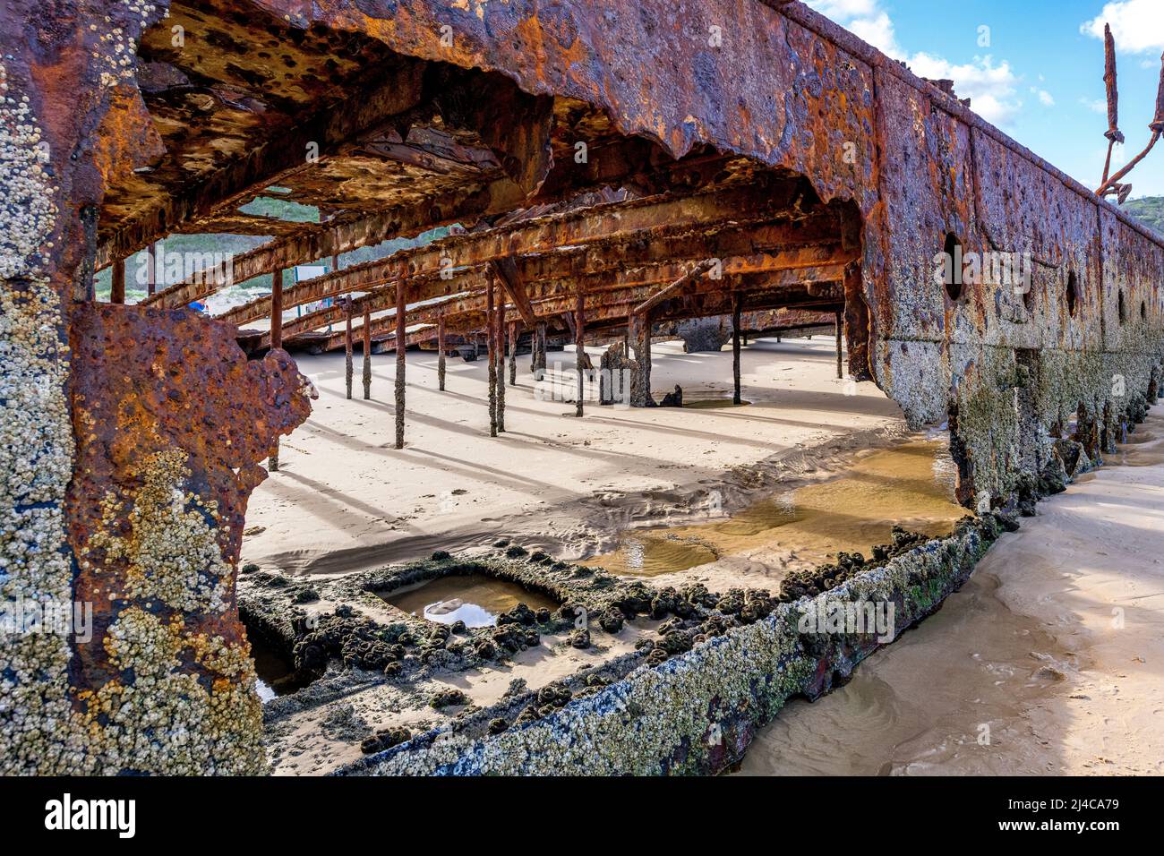 Schiffswrack von Maheno am Eastern Beach auf Fraser Island, Queensland, Australien Stockfoto