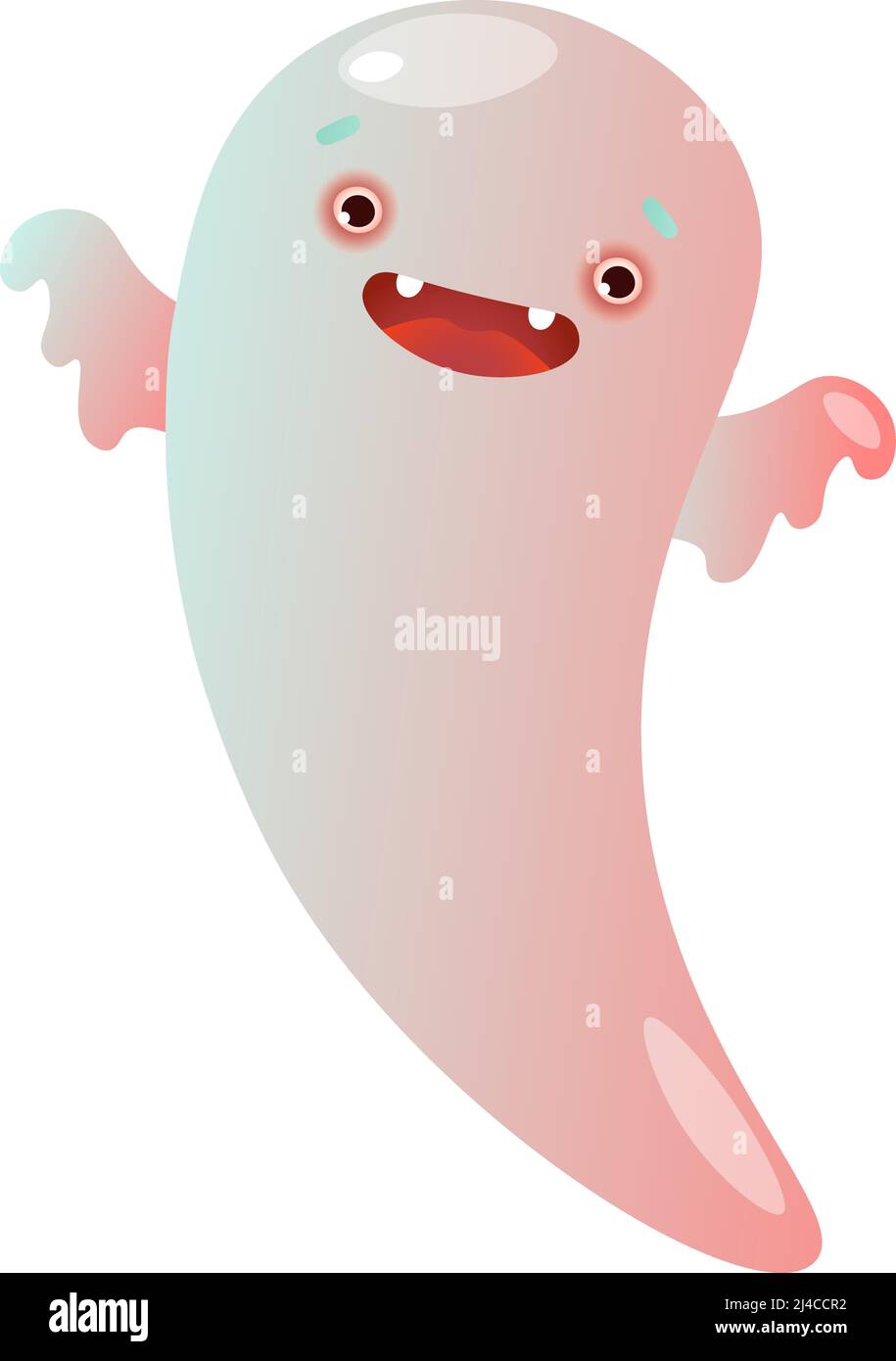 Lustige Geister fliegen und erschrecken Sie. Cartoon, Charakter, Phantom. Halloween-Konzept. Kann für Grußkarten, Poster, Broschüren und Broschüren verwendet werden Stock Vektor