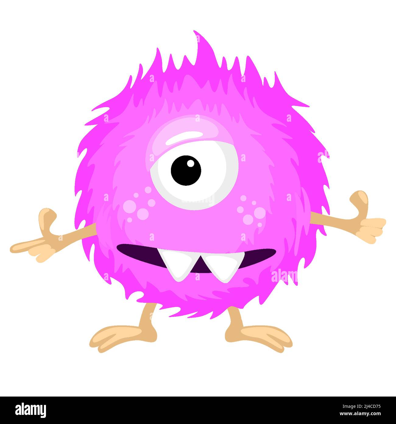 Vector flauschiges Monster ist rosa Farbe. Witziger Charakter Stock Vektor