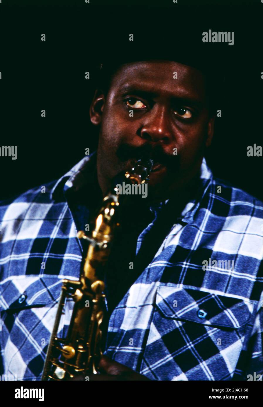 Jazz Fest Berlin, Philharmonie, Deutschland, 1987, David Murray, Amerikanischer Jazzsaxophonist, Auftritt mit dem World Saxophone Quartet. Jazz Fest Berlin, Philharmonie, Deutschland, 1987, David Murray, Amerikanischer Jazz-Saxophonist, Auftritt mit dem World Saxophone Quartet. Stockfoto