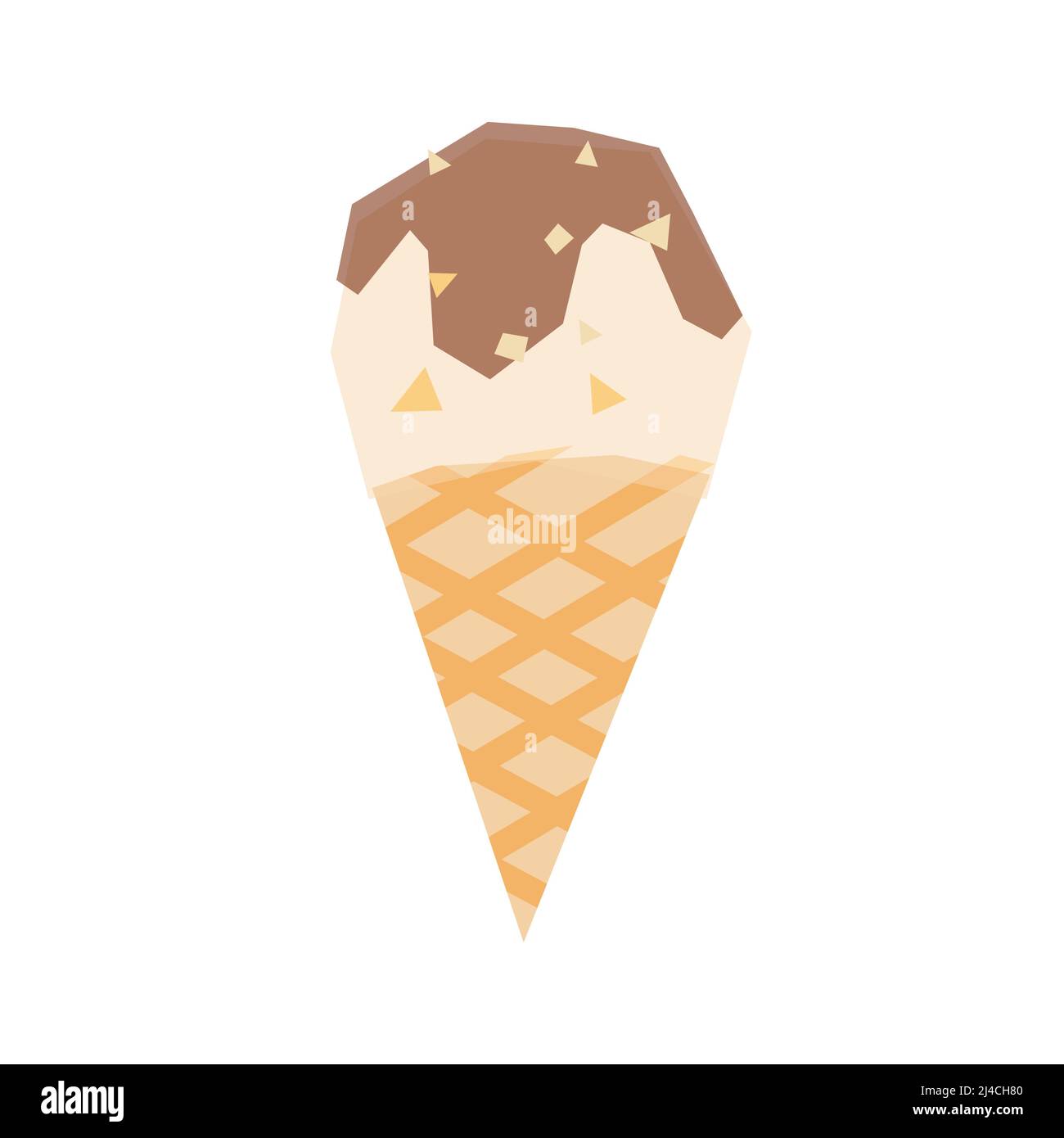Eiscreme-Ikone mit Schokoladenüberzug. Eiskegel mit Krümel und Streuseln bedeckt. Stock Vektor