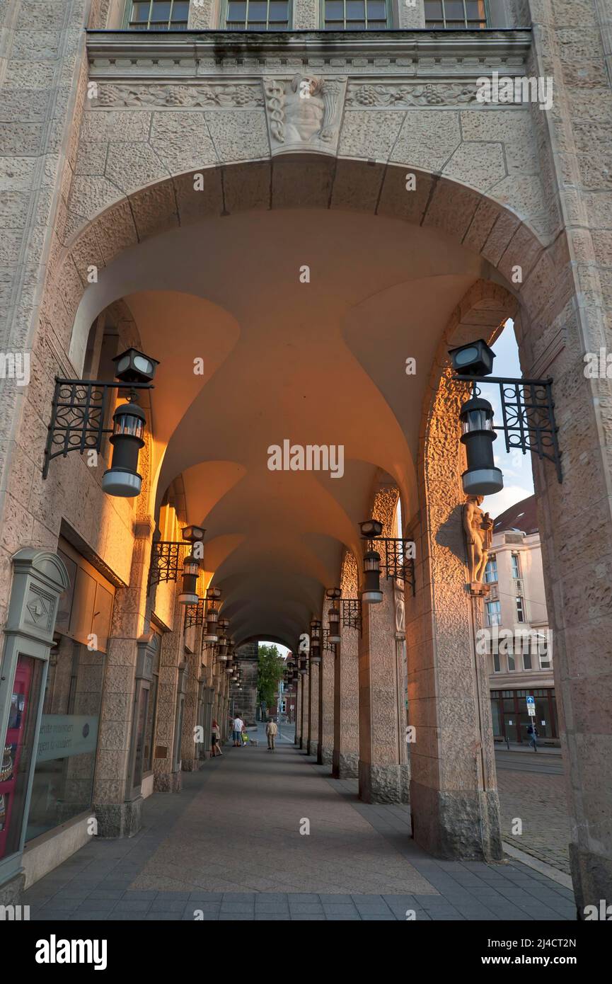Arkarden, Görlitz Kaufhäuser bis 2009, 1913 im Jugendstil erbaut, heute restauriert und wieder Kaufhäuser, Görlitz, Obere Stockfoto