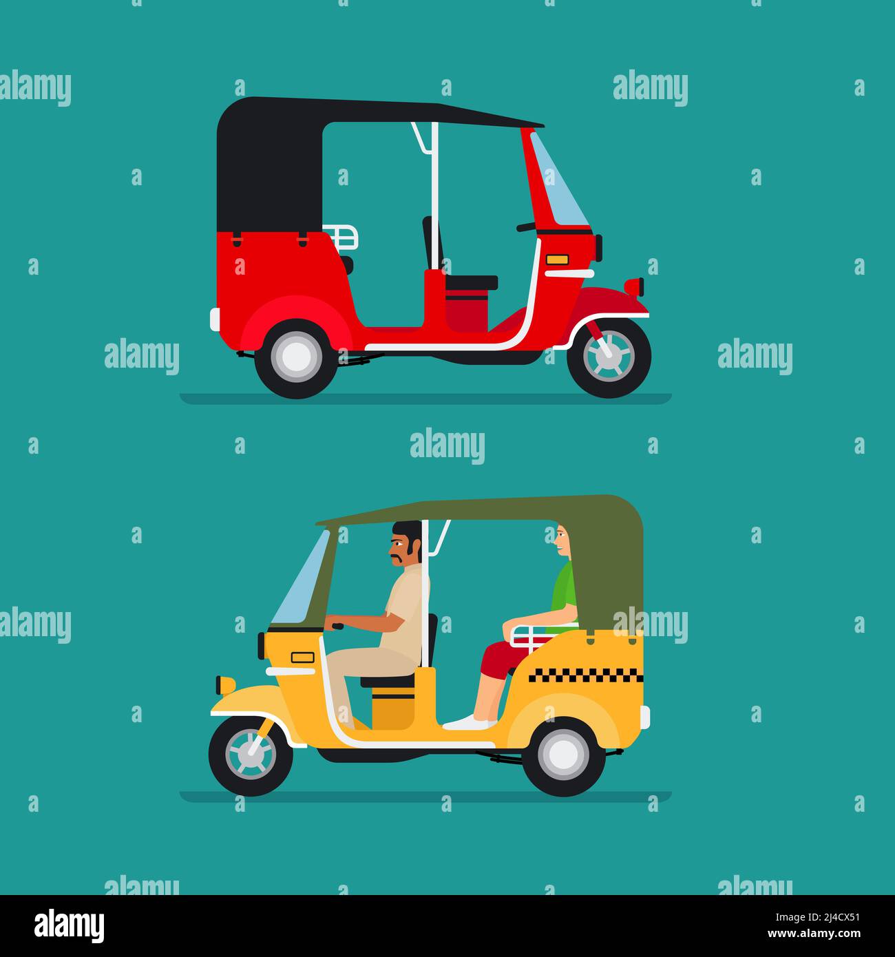 Asiatische Auto Rikscha oder Baby Taxi Vektor Transport Stock Vektor