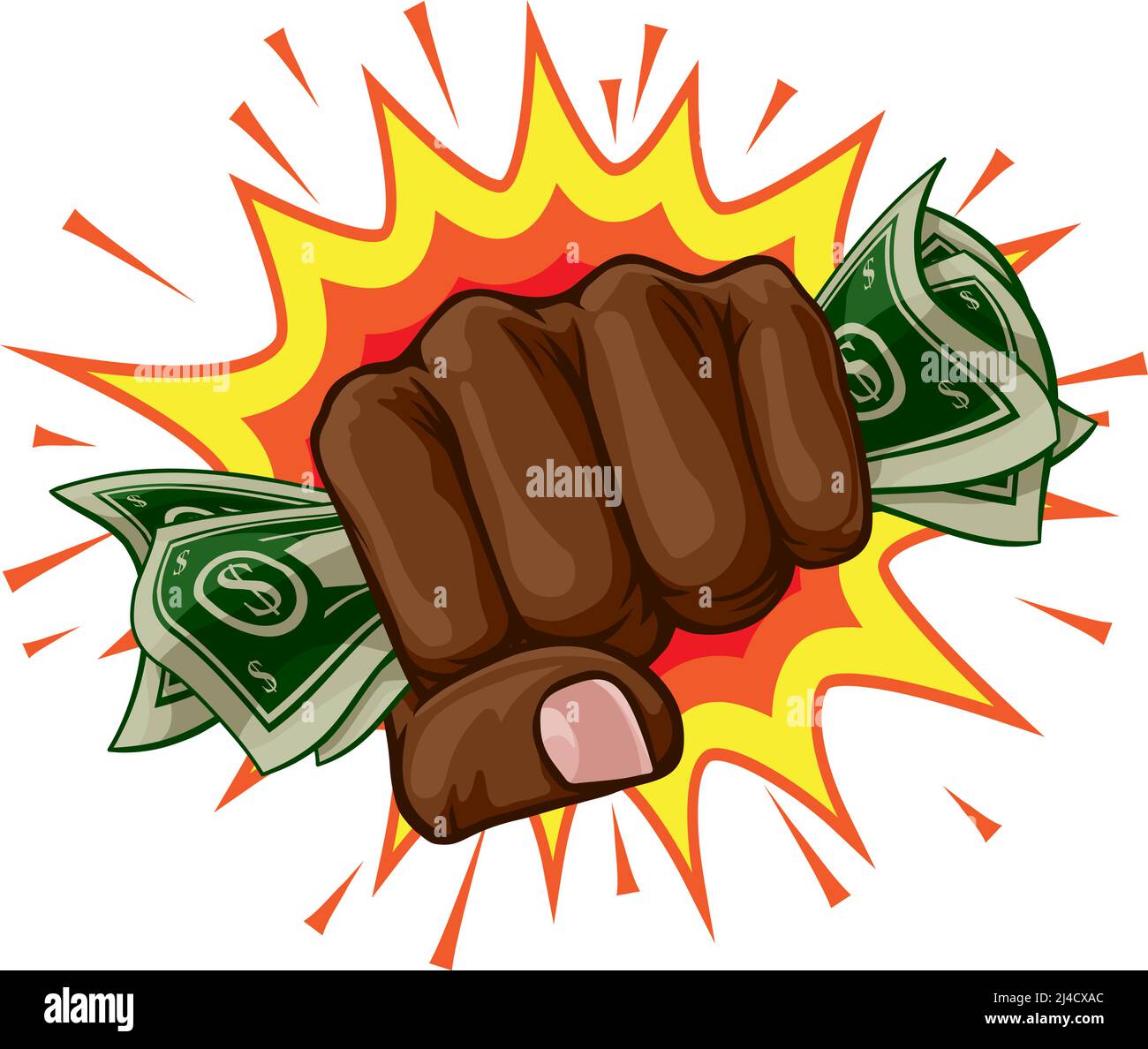 Money Cash Fist Hand Comic Pop Art Cartoon Stock Vektor