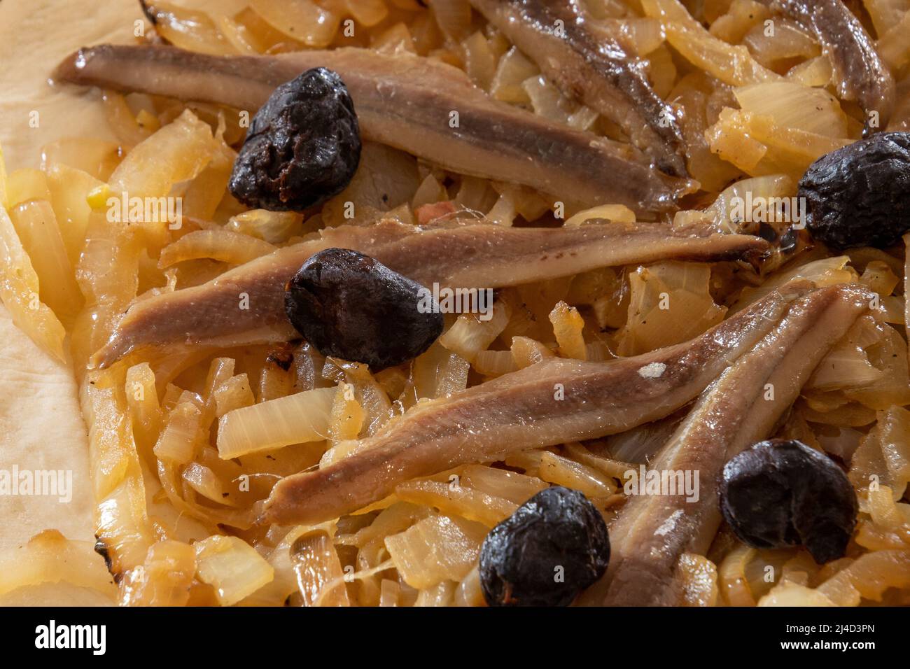 Nahaufnahme eines gekochten pissaladière Stockfoto