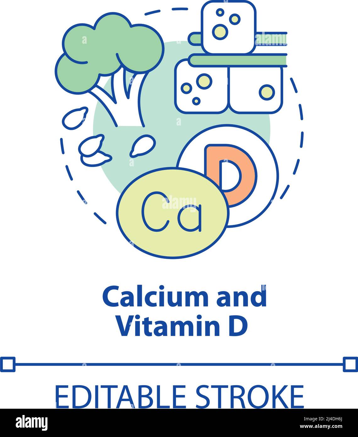 Symbol für das Kalzium- und Vitamin-D-Konzept Stock Vektor