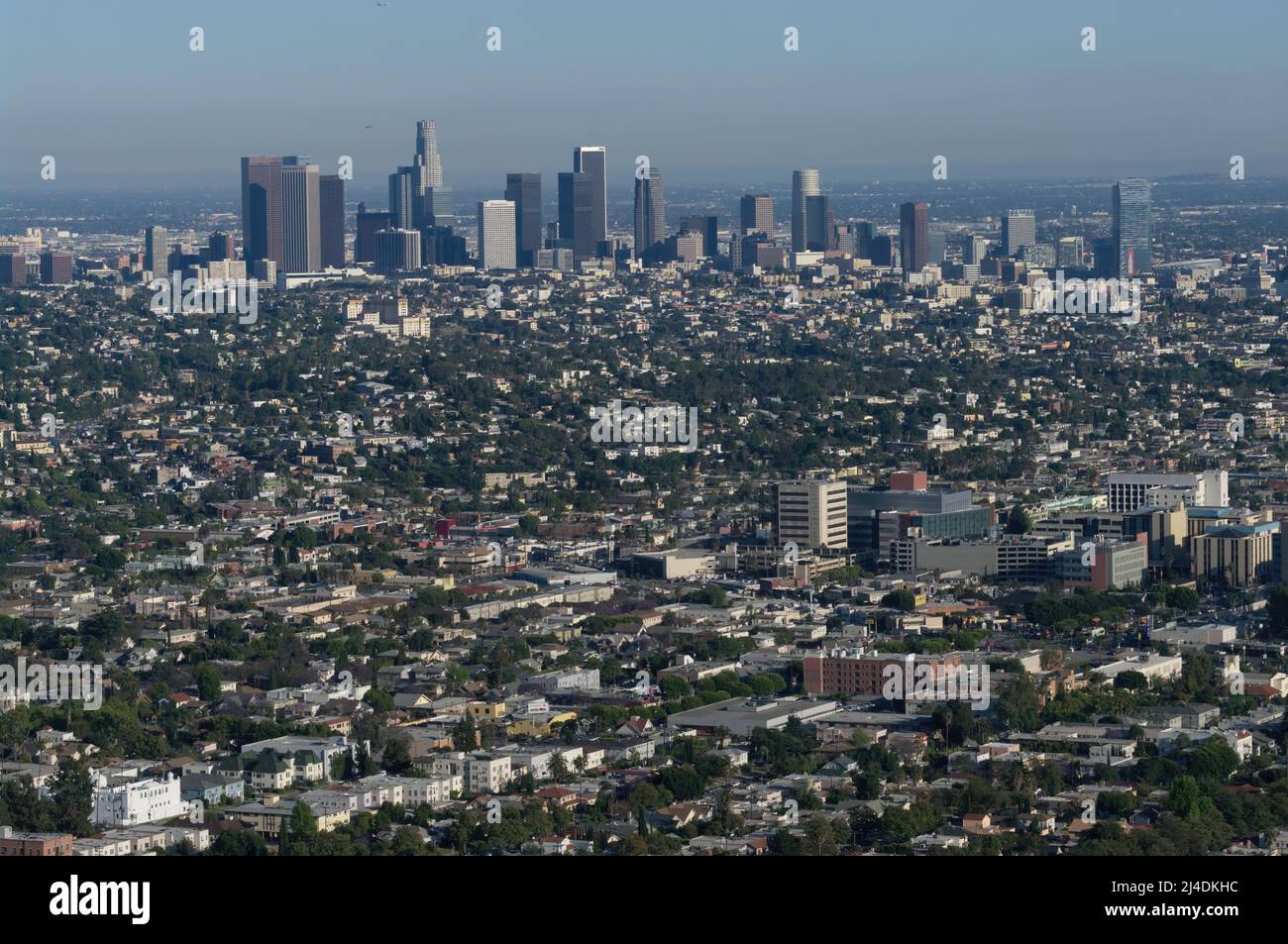 Panorama der Stadt Los Angeles vom Griffith Park Observatory in Kalifornien, USA. Stockfoto