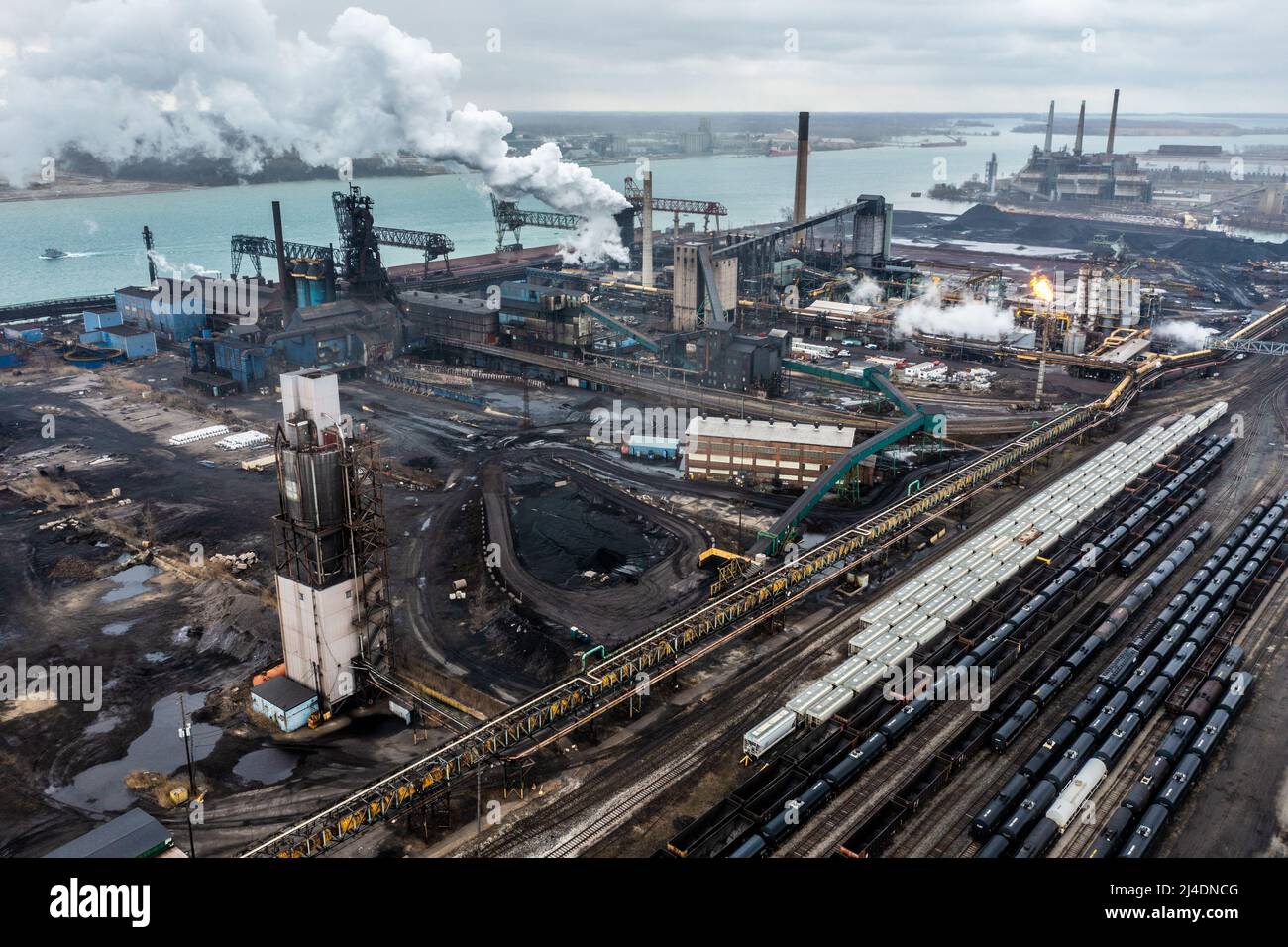 Coal EES Coke Battery, produziert Metallurgialkoks für die Automobilindustrie, Zug Island, Detroit, MI, USA Stockfoto