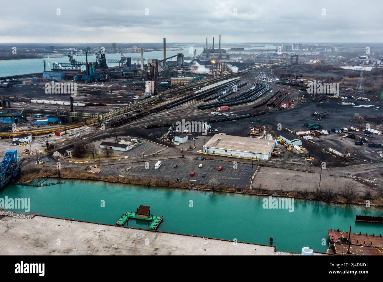 Coal EES Coke Battery, produziert Metallurgialkoks für die Automobilindustrie, Zug Island, Detroit, MI, USA Stockfoto