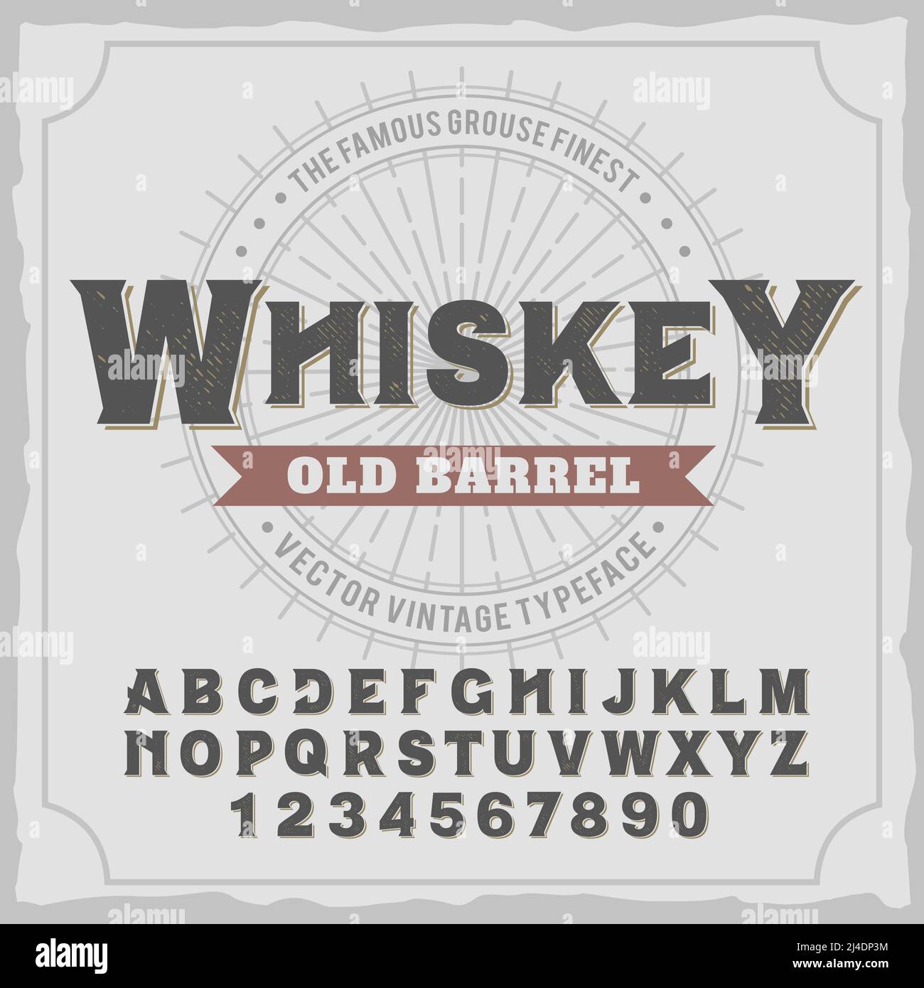 Vintage-Label-Schrift mit dem Namen 'Whiskey'. Gute handgefertigte Schrift für jedes Label-Design. Stock Vektor