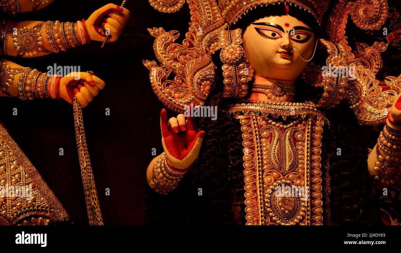 Durga Idol - Durga Puja Navrata, West Bengal, Indien Stockfoto