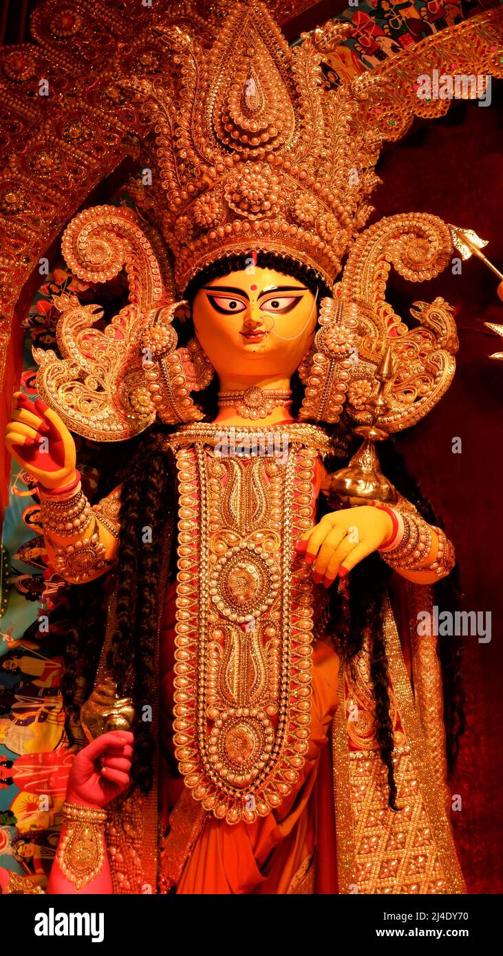 Durga Idol - Durga Puja Navrata, West Bengal, Indien Stockfoto