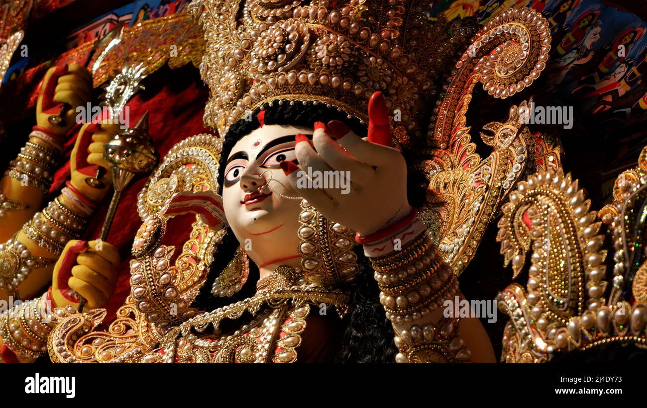 Durga Idol - Durga Puja Navrata, West Bengal, Indien Stockfoto