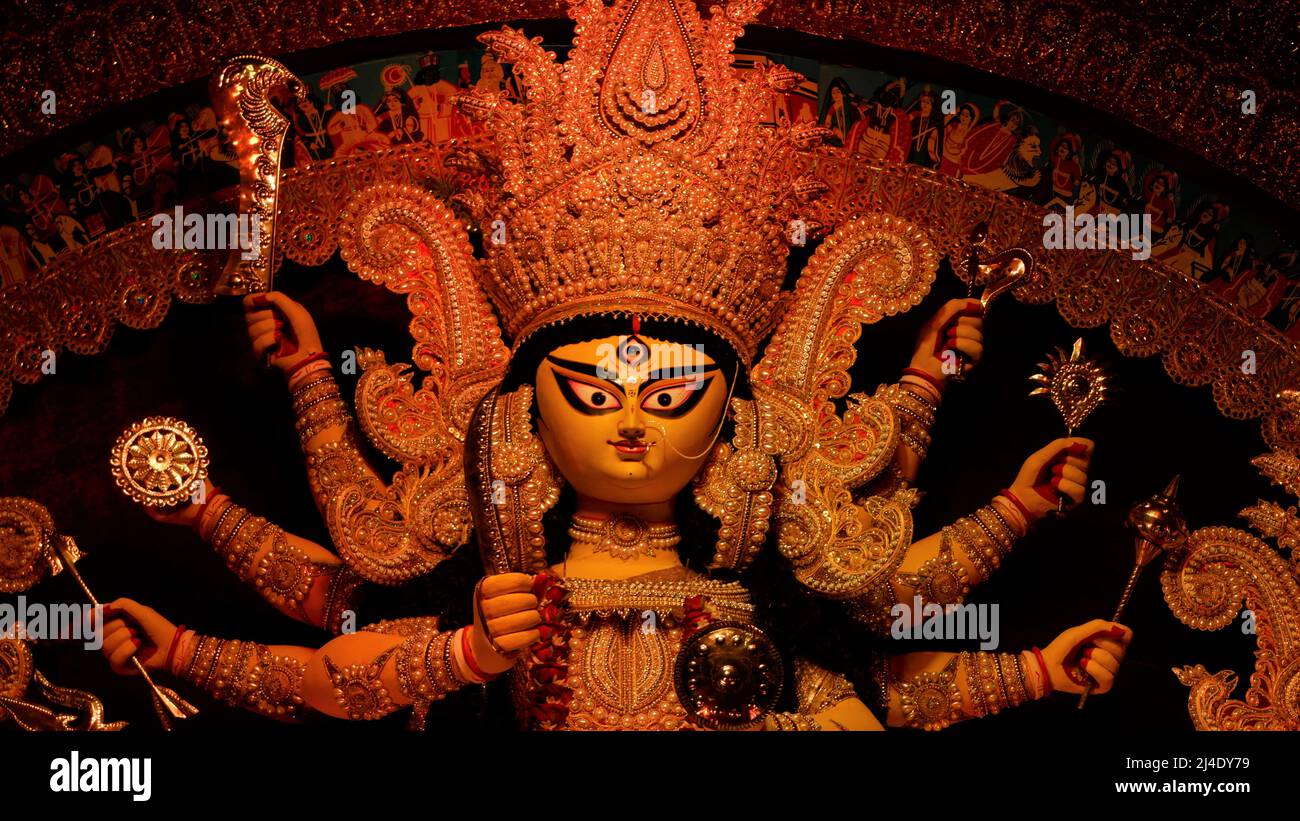 Durga Idol - Durga Puja Navrata, West Bengal, Indien Stockfoto