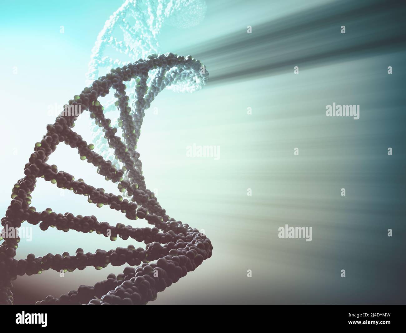 DNA-Molekül mit Hintergrundbeleuchtung. Genetischer Code, helikale Moleküle. Stockfoto