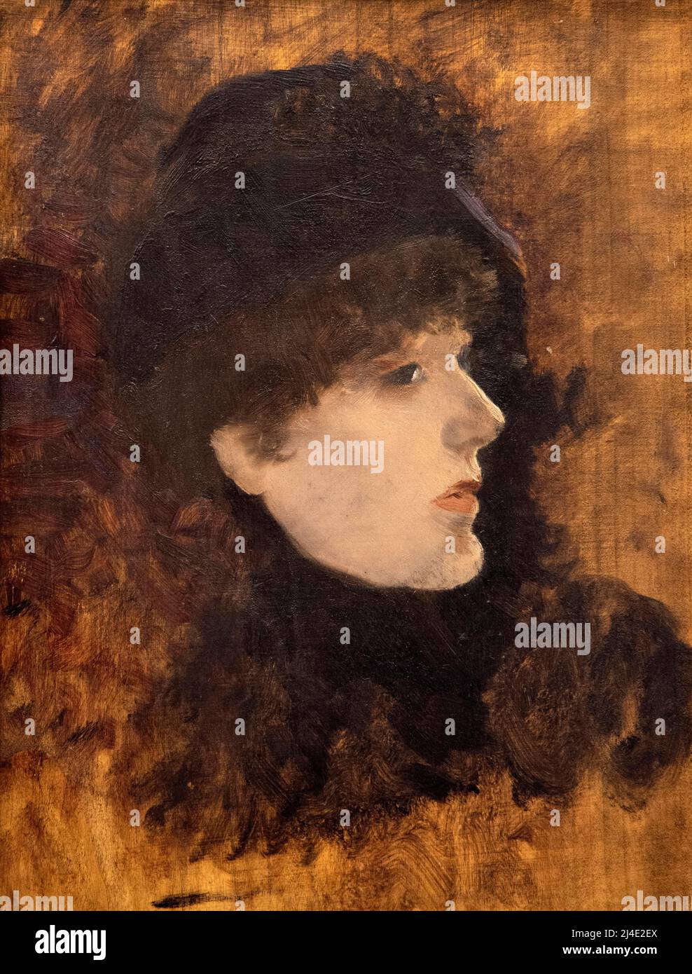 Testa di Donna - olio su tavola - Giuseppe De Nittis - 1880 - Mailand, Galleria d’Arte Moderna GAM Stockfoto