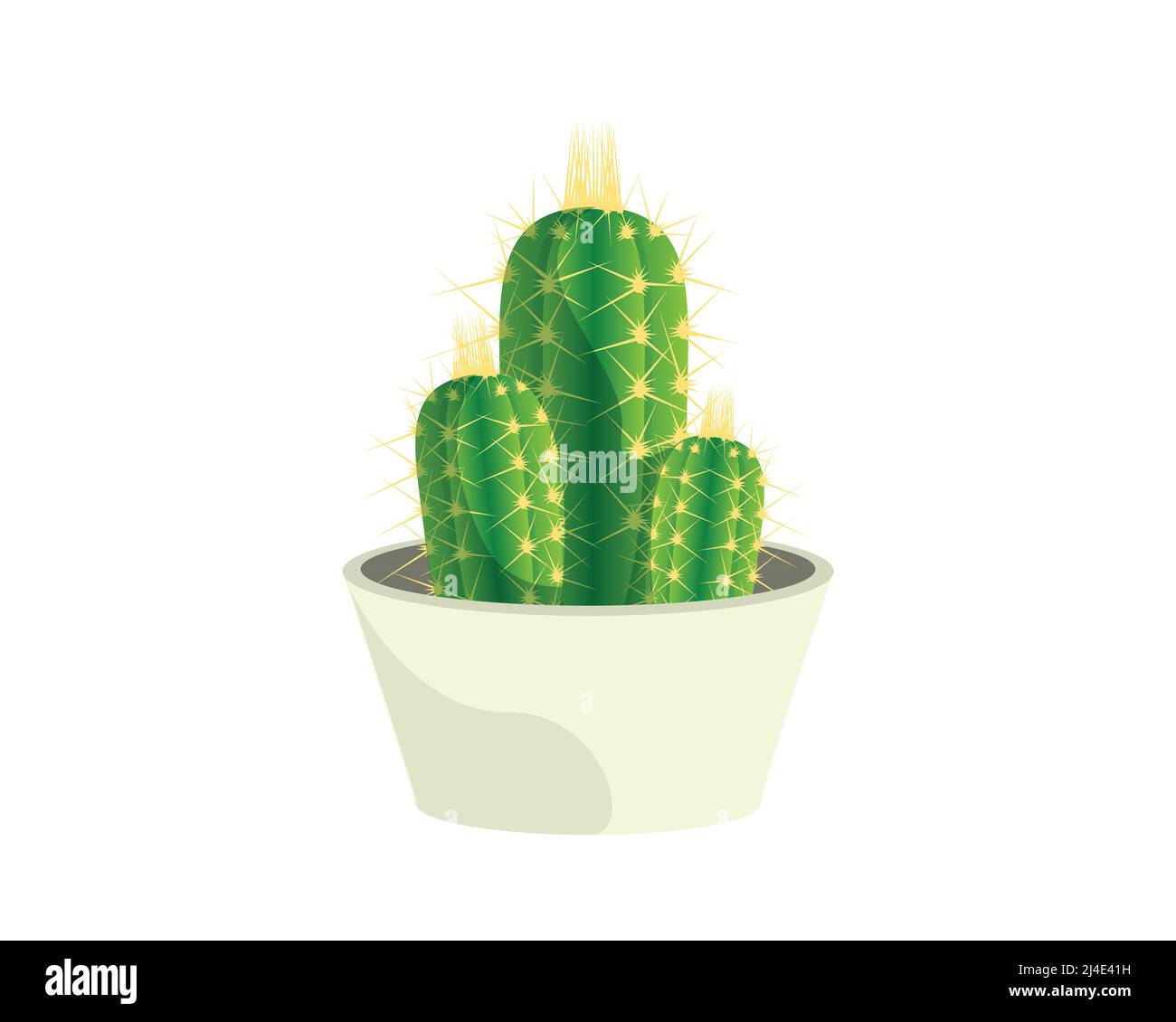 Detaillierter Kaktus mit dem Pot Illustration Vector Stock Vektor