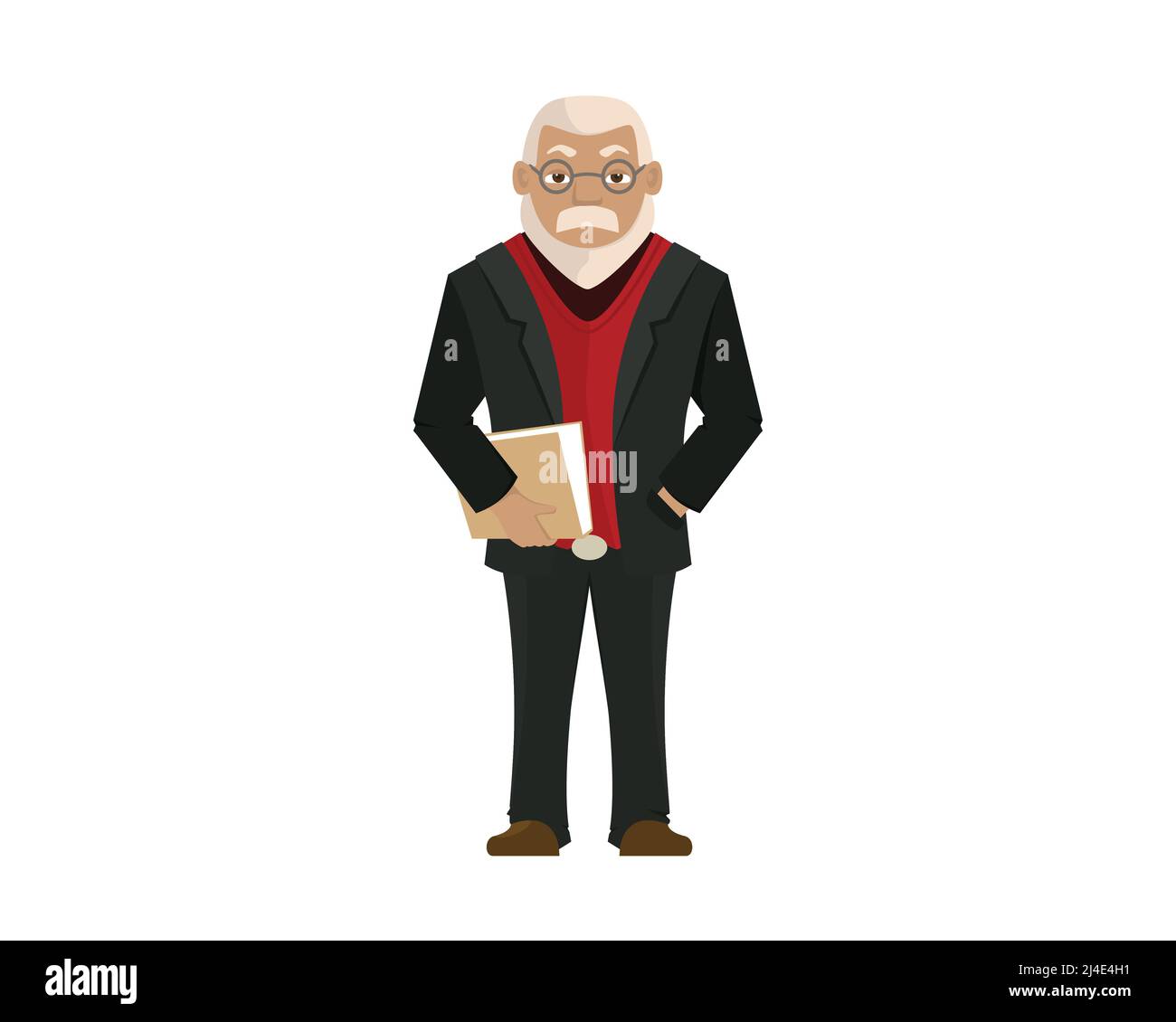 Ausführlicher Senior Professor oder Wissenschaftler mit Cool Gesture Illustration Vektor Stock Vektor