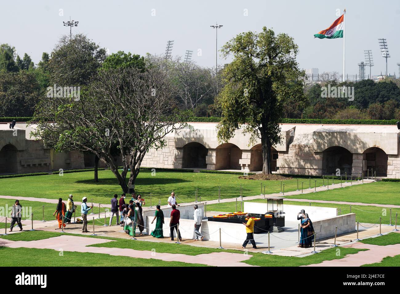 Raj Ghat Denkmal Mahatma Ghandi, Alt-Delhi, Indien, Asien gewidmet Stockfoto