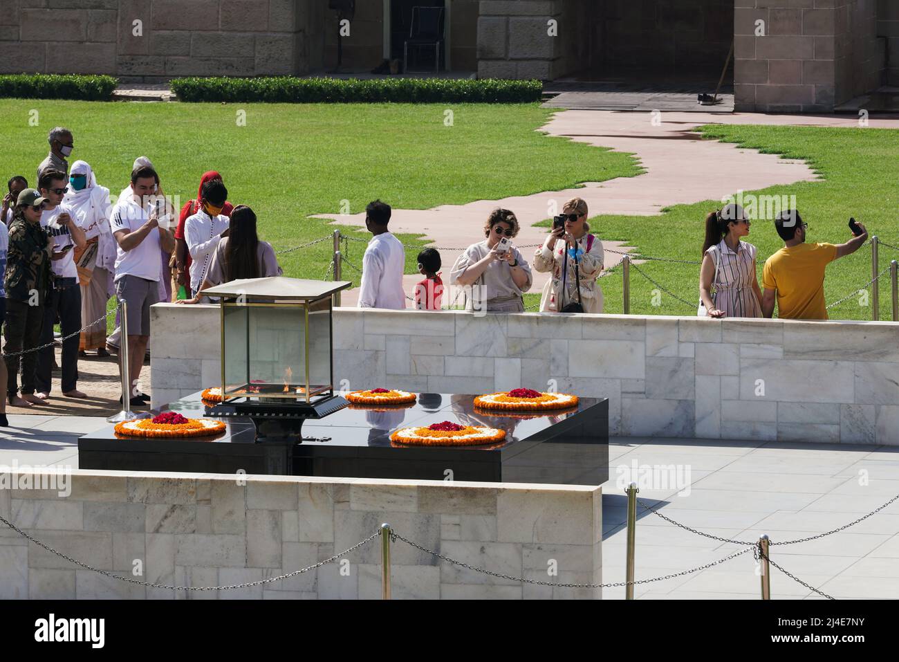 Raj Ghat Denkmal Mahatma Ghandi, Alt-Delhi, Indien, Asien gewidmet Stockfoto
