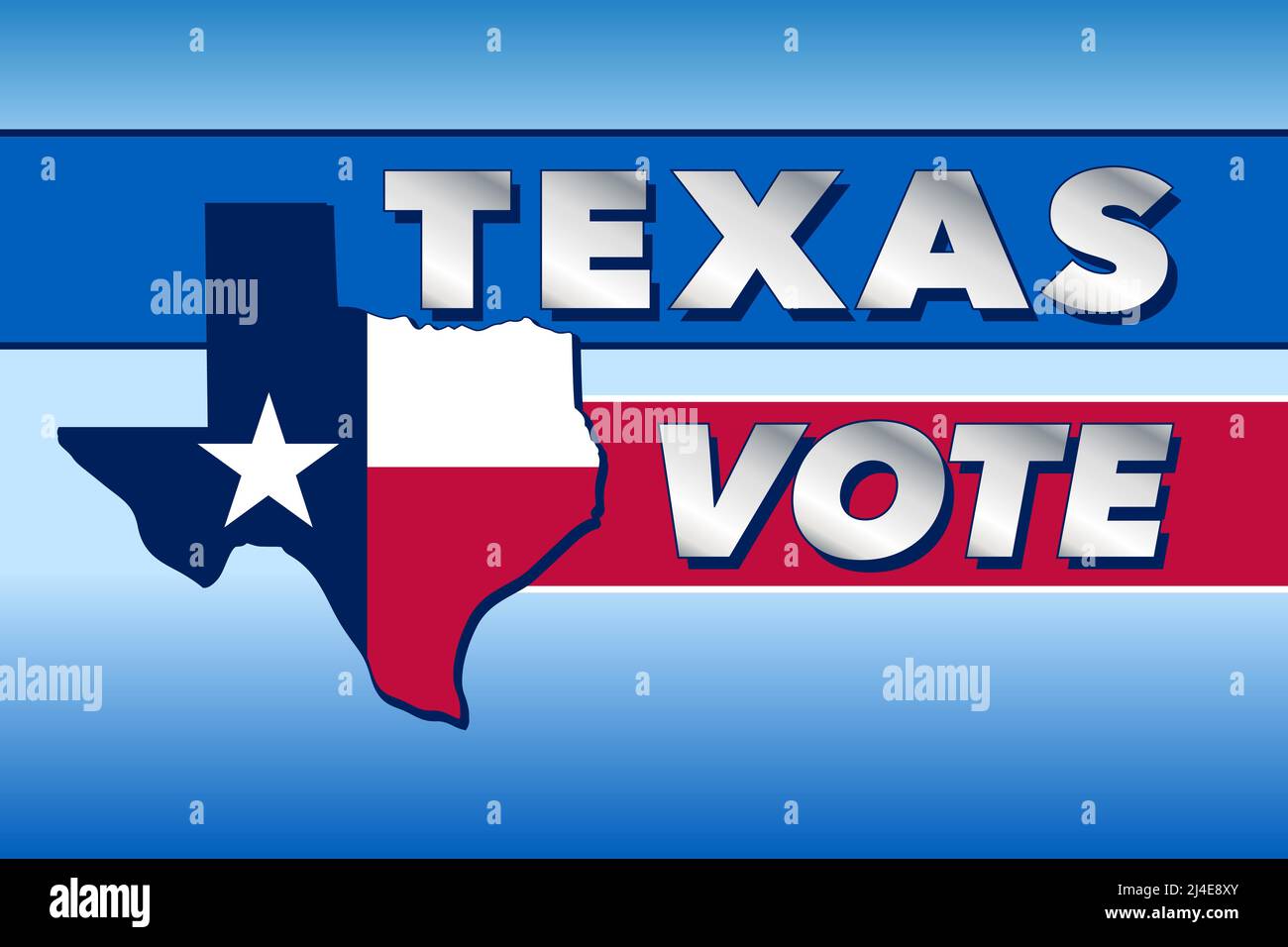 Texas Wählen Sie mit der Staatsflagge in rot, weiß und blau - Vektor-Illustration Stock Vektor