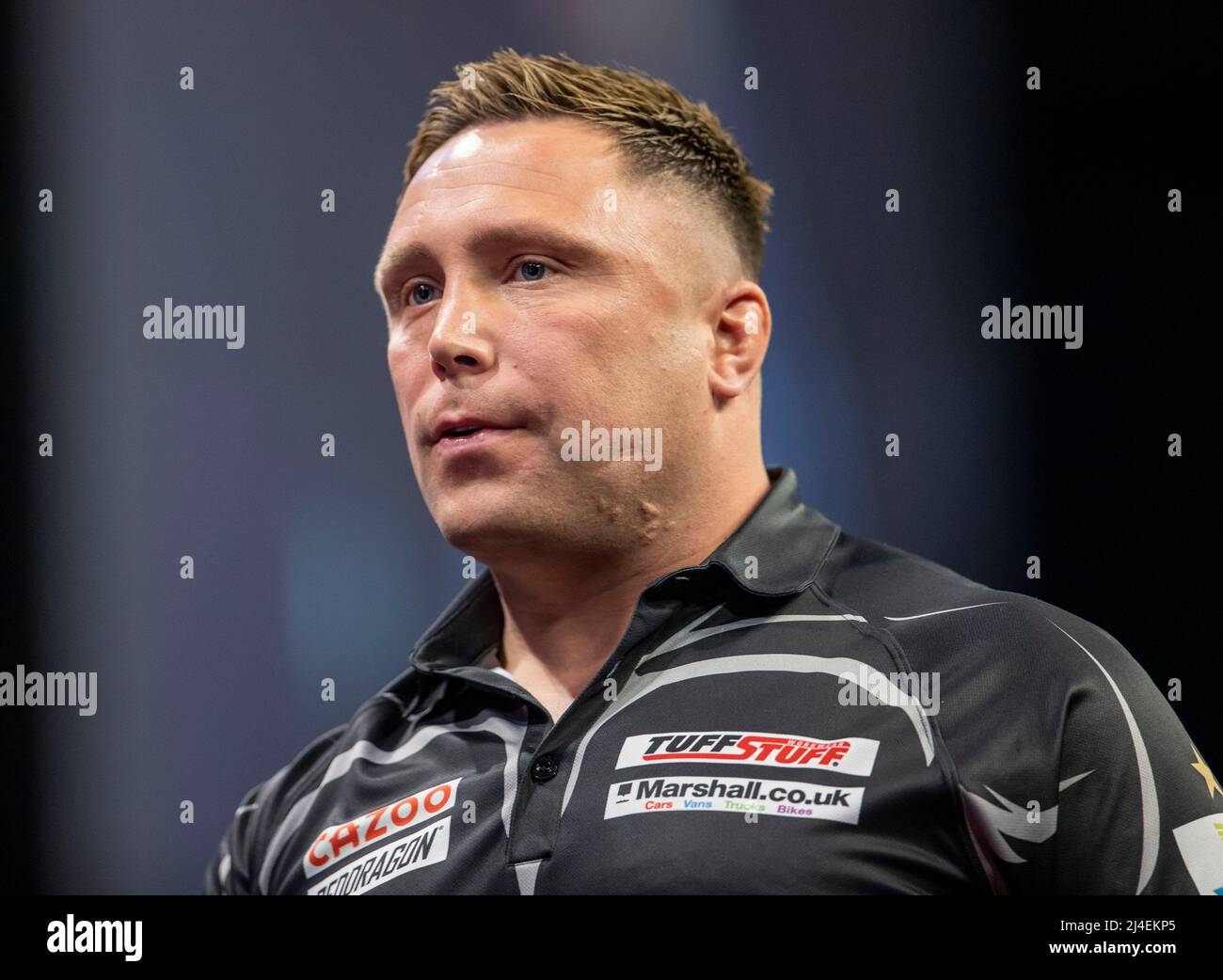 AO Arena, Manchester, Großbritannien. 14. April 2022. PDC Darts Turnier, Manchester; Gerwyn Price Credit: Action Plus Sports/Alamy Live News Stockfoto