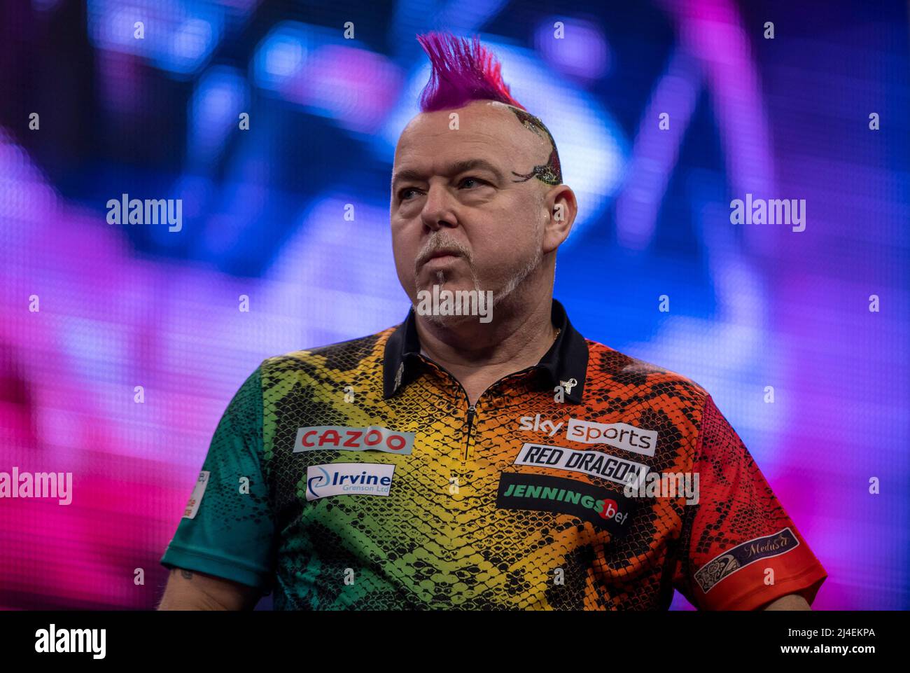 AO Arena, Manchester, Großbritannien. 14. April 2022. PDC Darts Turnier, Manchester; Peter Wright Kredit: Action Plus Sports/Alamy Live News Stockfoto