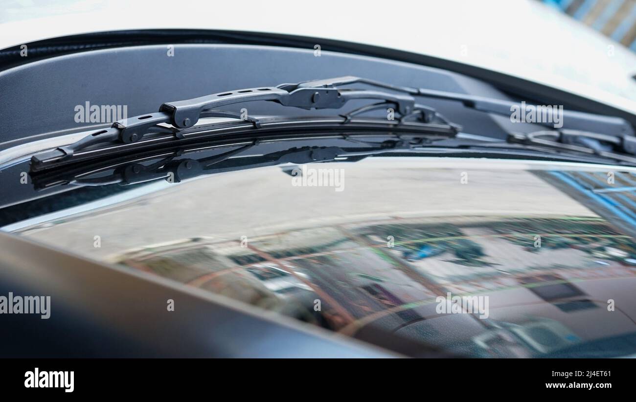 Nahaufnahme eines Teils eines modernen Autos Stockfoto