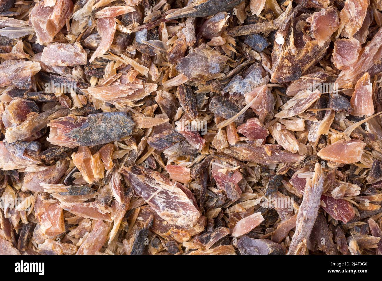 maldivische Fischchips oder Flocken, getrocknete und geräucherte Fischstücke, in kleinen Mengen in sri lanka und den malediven verwendet Stockfoto