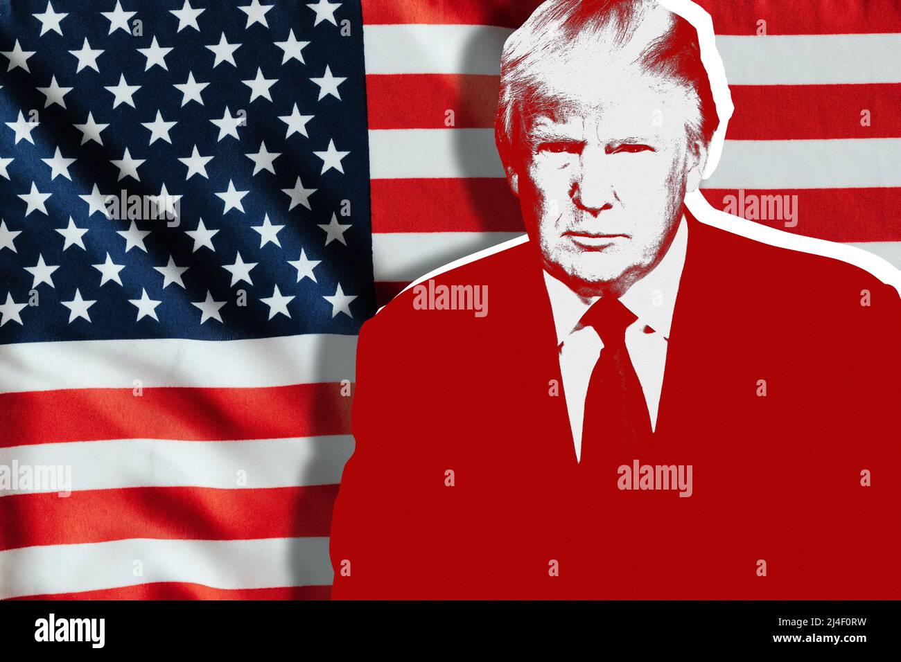 Donald Trump und USA Flagge Stockfoto