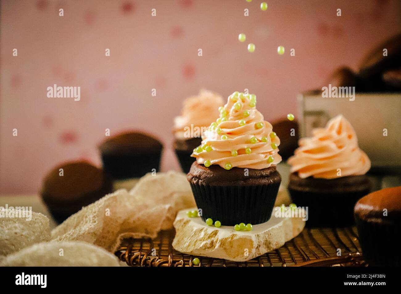 Cupcakes im Frühlingsdekor Stockfoto