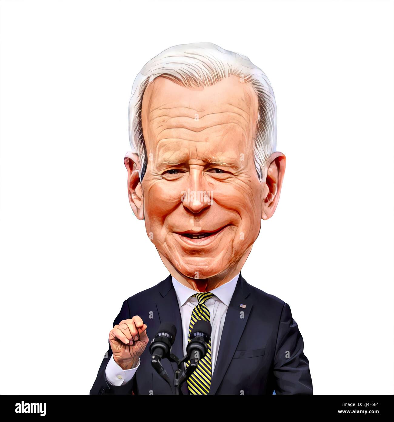 US-Präsident Joe Biden, Karikaturengesicht, Zeichnung Stockfoto