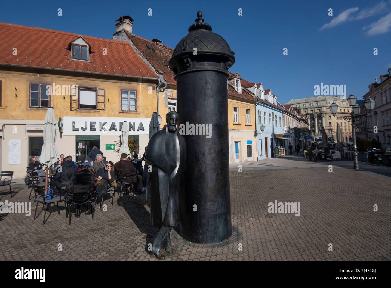 Zagreb: Statue August Senoa, Vlaska Straße, Kroatien Stockfoto