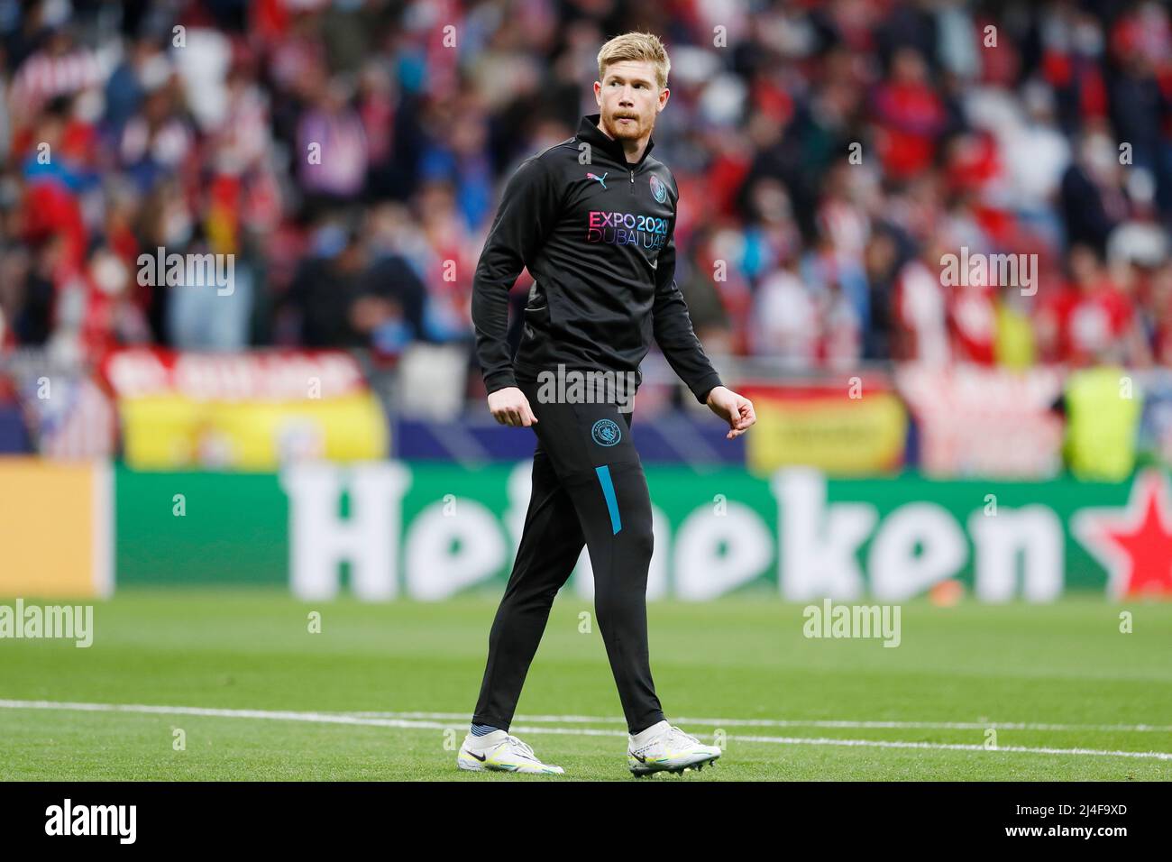 Madrid, Spanien. 13. April 2022. (Manc) Fußball/Fußball : UEFA Champions League Viertelfinale 2.-Bein-Spiel zwischen Culb Atletico de Madrid 0-0 Manchester City FC im Estadio Metropolitano in Madrid, Spanien . Quelle: Mutsu Kawamori/AFLO/Alamy Live News Stockfoto