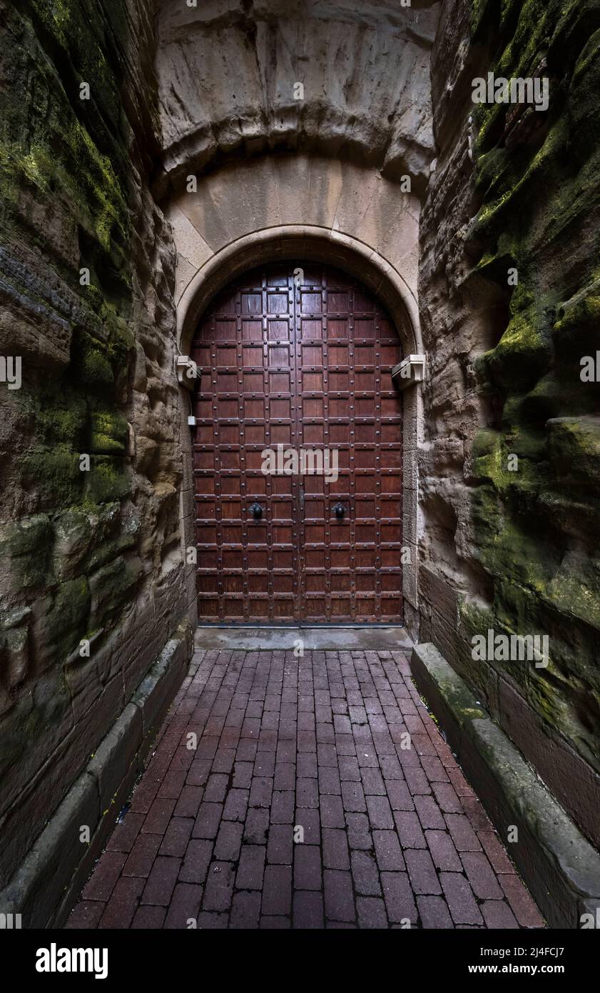 Tür in La Seo, Lleida, Spanien Stockfoto