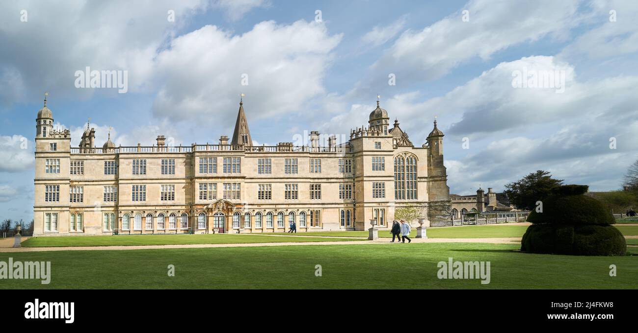 Burghley House, Stamford, England, ein elisabethanisches Herrenhaus im Besitz der Familie Cecil. Stockfoto
