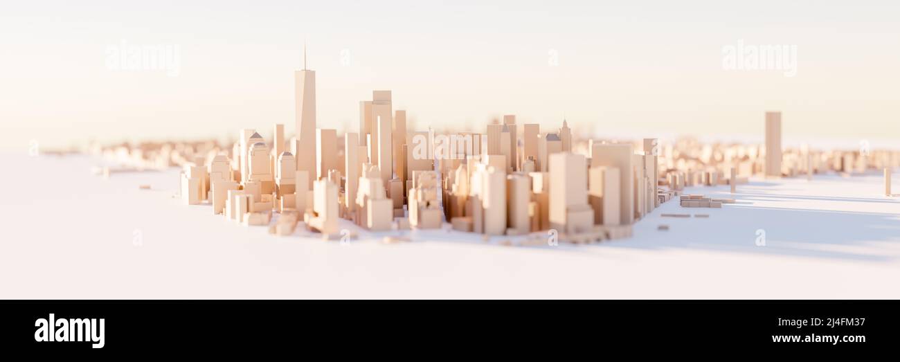 Skyline von New York City. 3D Miniatur Manhattan. 3D Rendern. Stockfoto