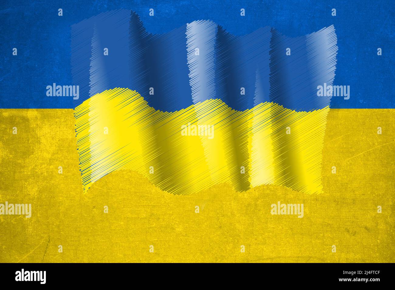 Flagge der Ukraine. Ukraine Flagge des Hintergrundes. Eine Nahaufnahme der ukrainischen Flagge. Stockfoto