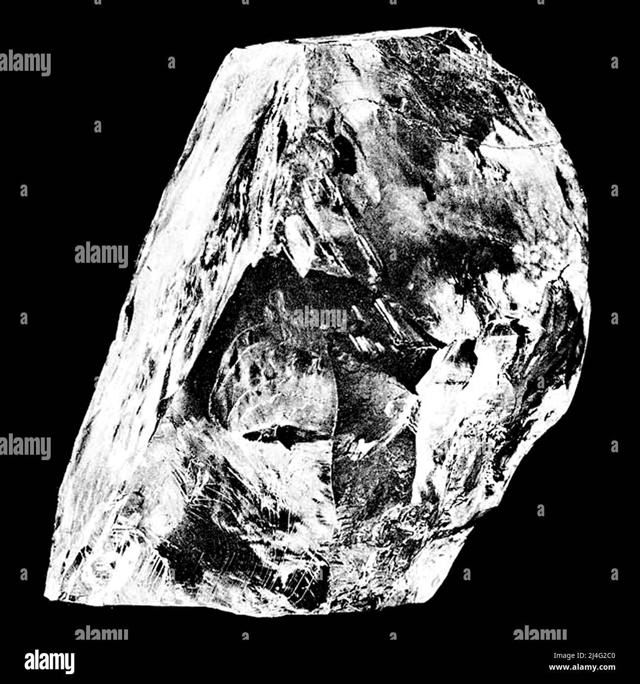 Der Cullinan Diamond, der größte Rohdiamant in Edelsteinqualität, der jemals mit einem Gewicht von 3.106,75 Karat gefunden wurde und am 26. Januar 1905 in der Premier No.2 Mine in Cullinan, Südafrika, entdeckt wurde. Sie wurde nach Thomas Cullinan, dem Vorsitzenden der Mine, benannt. Stockfoto