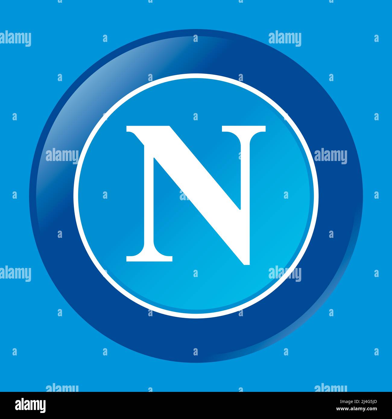Neapel, Italien, April 2022 - Logo der Marke Napoli SSC Football Club auf hellblauer Farbe, Abbildung Stockfoto